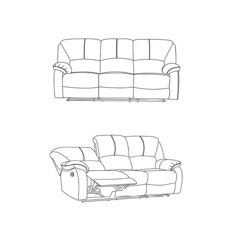 Divano 3 Posti Reclinabile Manuale 194x97x101 cm in Similpelle Rudy Beige