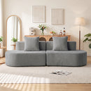 Divano 3 Posti Modulare 245x86x82 cm con Seduta Profonda in Velluto a Coste Grigio Chiaro      