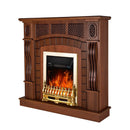 Camino Elettrico da Pavimento 112x115x30 cm Effetto Fiamma 2000W Amsterdam & Galileo Gold Noce