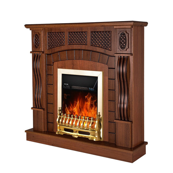 Camino Elettrico da Pavimento 112x115x30 cm Effetto Fiamma 2000W Amsterdam & Galileo Gold Noce prezzo