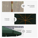 Ombrellone da Giardino Ø325x250 cm in Bambù e Poliestere Verde  
