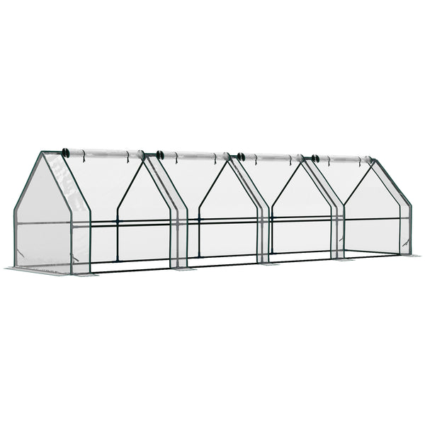 Mini Serra da Giardino 360x90x90 cm a 4 Porte Arrotolabili con Copertura Allungata in Acciaio e PE Trasparente online
