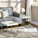 Set da 2 Tavolini da Caffè Impilabili con Finitura Lucida e Telaio in Acciaio Bianco