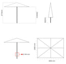 Ombrellone da Giardino 2x3 m Palo Ø48 mm in Legno Telo in Acrilico Ecrù