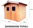 Casetta Box da Giardino 2,35x2,15 m Senza Pavimento in Legno Picea Massello 28mm Tetto a Lastre Thermabri
