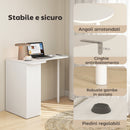 Scrivania per Camera Ricurva 100x59x75,5 cm con 6 Ripiani e 4 Scaffali Regolabili in Acciaio e Legno Bianco      