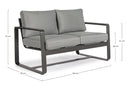 Divano da Giardino 2 Posti 134x78x84h cm in Alluminio e PP Merrigan Antracite 