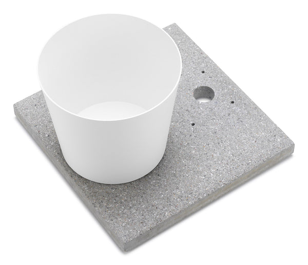 sconto Base con Vaschetta per Fontane con Ghiera Grande 40x40x5 cm in Cemento Belfer 42/BSE/3 Bianco
