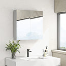 Armadietto da Bagno con Specchio 60x15x60 cm a 3 Ripiani Interni Regolabili in Legno e Vetro Bianco      
