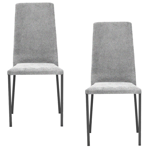 online Set 2 sedie Imbottite 45x50x96 cm in Tessuto Ddenver Betty New Argento