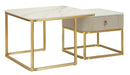 Tavoli da Caffè Beauty Coppia 70x70x48 cm - 50x50x43,5 cm in Pino e MDF e Metallo      