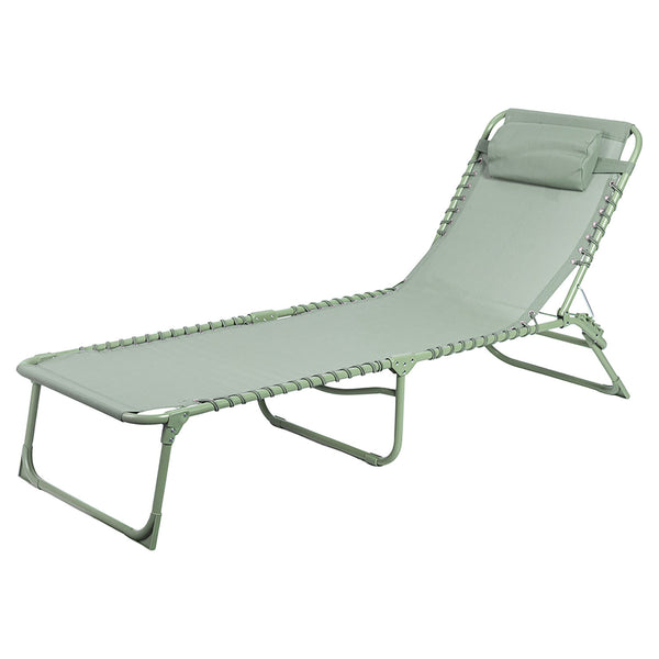 sconto Lettino Mare Richiudibile 190x58x29 cm in Acciaio e Poliestere Verde Salvia Gallipoli