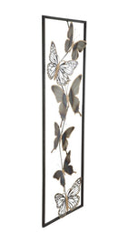Pannello Farfalle 31x2,5x90 cm in Ferro Nero e Argento