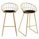 Set 2 Sgabelli Alti da Bar 52,5x47x97 cm in Metallo Oro