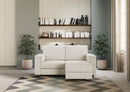 Divano 2 Posti con Pouf 168x145x85 cm Marrak in Tessuto Latte