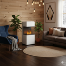 Camino a Bioetanolo da Pavimento 38x38x100 cm Bruciatore 1,2L Bianco