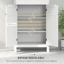 Mobile da Bagno 60x30x102,5 cm con 2 Ante e Cassetto Salvaspazio con Ripiani Regolabili in Legno Bianco      