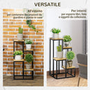 Scaffale per Piante a 4 Livelli 34x34x66 cm per Interni ed Esterni in Metallo e Legno   