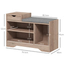 Panca Scarpiera Moderna 76,5x30x52 cm con Vani a Giorno e Cassetto Rivestimento in Melamina Grigio  