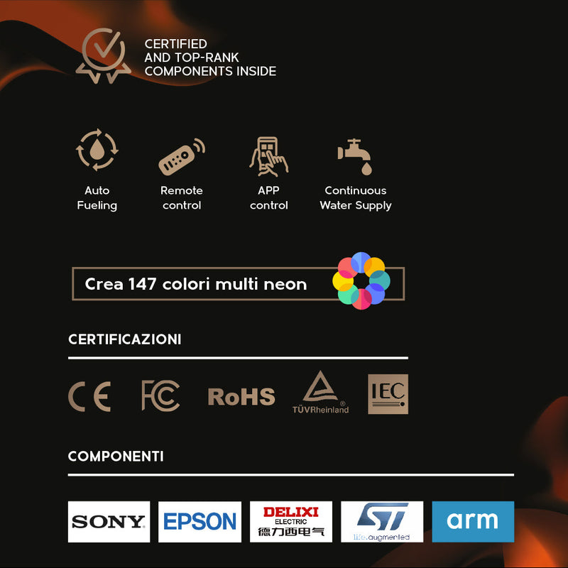 Bruciatore Camino Elettrico a Vapore Acqueo 3D Smart App Inserto Da Incasso 100 Pro-Line      