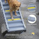 Rampa Pieghevole per Cani per Auto e Letti Alti a 10 Gradini 154x40x7,5 cm con Strisce e Tappetini Antiscivolo in PP e TPR Grigio      