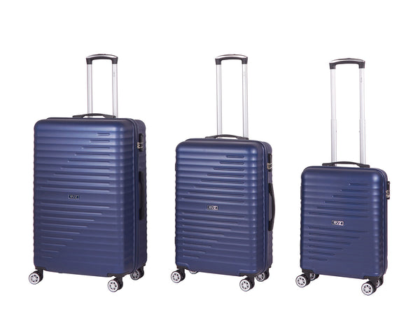 Set 3 Valigie Trolley Rigido 4 Ruote con Combinazione in ABS Ravizzoni Svezia Blu Scuro