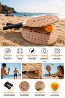 Coppia di Racchettoni da Spiaggia in Legno con Pallina Professionale