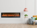 Camino Elettrico da Incasso 50,7x20x300 cm 1500W Effetto Fiamma Sined Etna Nero