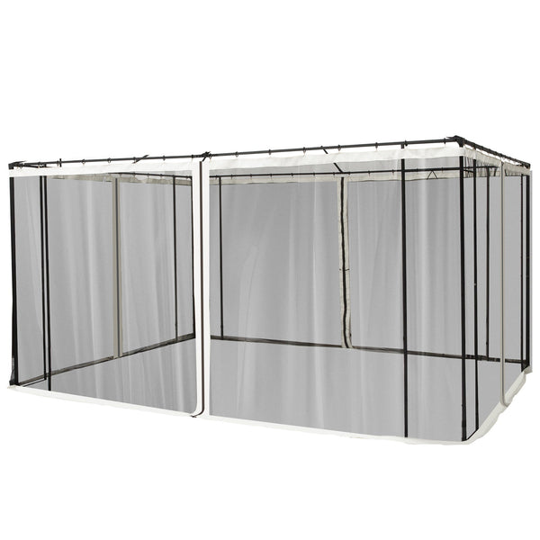sconto Zanzariera per Gazebo Tende di Ricambio Universale 335x207 cm con Cerniere Nero/Beige