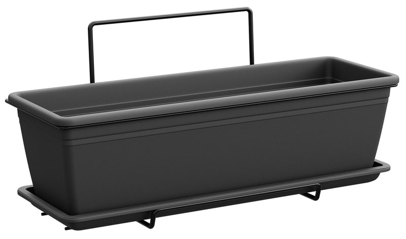 Vaso 40x17x14,5 cm in Polipropilene con Supporto Kit Wall Cassetta Mare 40 Antracite