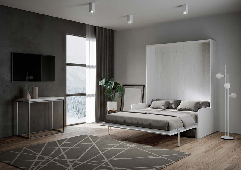 Letto Matrimoniale a Scomparsa Salvaspazio con Sofà Kentaro H210 cm Bianco