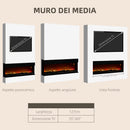 Camino Elettrico da Parete e da Incasso 1800W con Fiamme Colorate LED Nero 