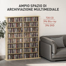 Mobile Libreria Porta CD 106,5x24x126,3 cm a 16 Ripiani dal Design Moderno in Legno Naturale      