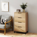 Cassettiera 4 Cassetti Antiribaltamento 62x35x105 cm in Legno e Metallo Marrone scuro   
