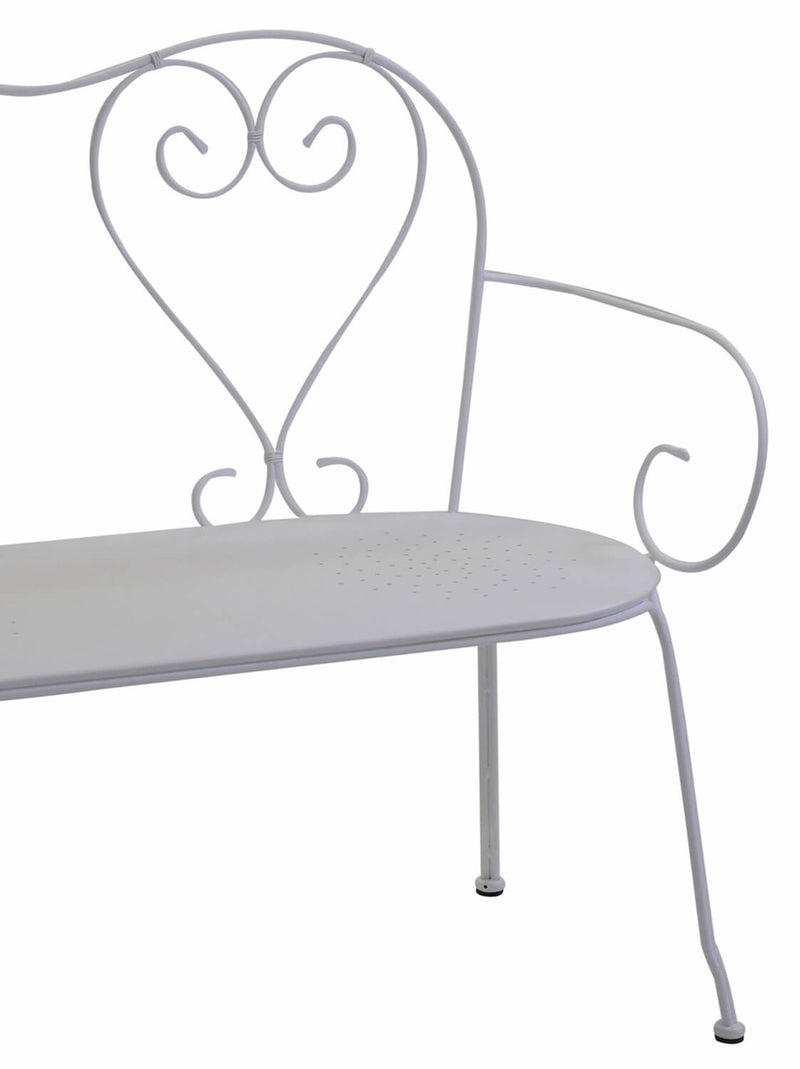 Panchina 2 Posti da Giardino 106x52x43/88 cm in Metallo Old Bianca