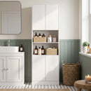Credenza Dispensa da Cucina 60x30x170 cm con Mensola Regolabile in Pannello Truciolare Bianco      