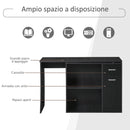 Scrivania Angolare da Ufficio 2 Cassetti e 2 Ripiani 117x82x74 cm in Legno Nero 