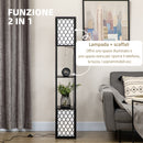 Lampada da Terra a Colonna 26x26x156 cm con 2 Ripiani in MDF e Plastica Nera
