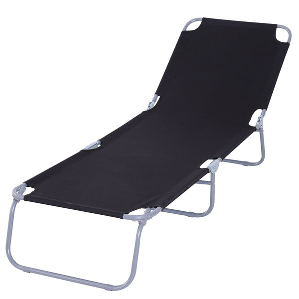 Lettino Prendisole Pieghevole da Giardino 180x55x24 cm in Metallo e Tessuto Oxford Nero sconto