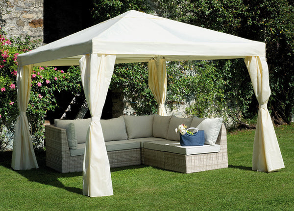 acquista Gazebo da Giardino in Ferro 3x3m con Tende Vorghini Ecrù