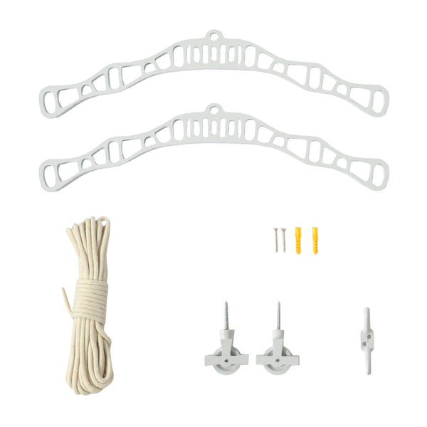 sconto Stendibiancheria da Soffitto 240x56x14 cm 6 Stecche in Legno di Pino Corda in Cotone