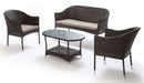 Set Salotto da Giardino in Wicker Divano 2 Poltrone e Tavolino Taddei Atlanta Marrone Scuro