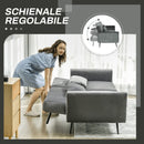 Divano Letto Singolo Clic Clac 206x81x83 cm in Tessuto Effetto Velluto con 2 Cuscini Grigio 