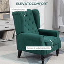 Poltrona per Salotto in Stile Francese 74x86x102 cm Rivestimento Effetto Lino Verde Scuro   