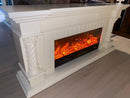 Camino Elettrico da Pavimento 70x150x33 cm Effetto Fiamma 1500W Frankfurt small Bianco