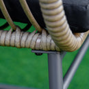 Set Salotto da Giardino Divano 2 Poltrone e Tavolino in Rattan Naturale e Poliestere Nero