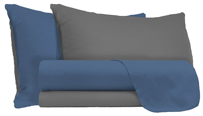 Set Lenzuola Sopra Sotto e Federe Doubleface Avio\/Fumo