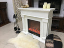 Camino Elettrico da Pavimento 102x120x33 cm Effetto Fiamma 1500W Palmanova Bianco