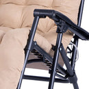 Sedia Sdraio da Giardino con Cuscino Reclinabile e Pieghevole in Acciaio e Tessuto Oxford Beige      