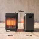 Stufa a Gas 4,2 kW 37x29x55 cm con 3 Livelli di Calore Sensore ODS e Protezione Antiribaltamento in Metallo Nera      